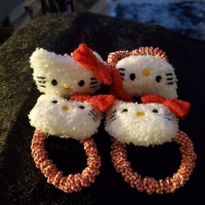 Four Hello Kitty Red and White Hair Ties